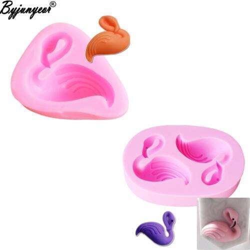 M1041 2 Styles Flamingo Epoxy UV Resin Silicone Mold Chocolate Candy Clay Cookie Cupcake Bake Fondant Cake Tools