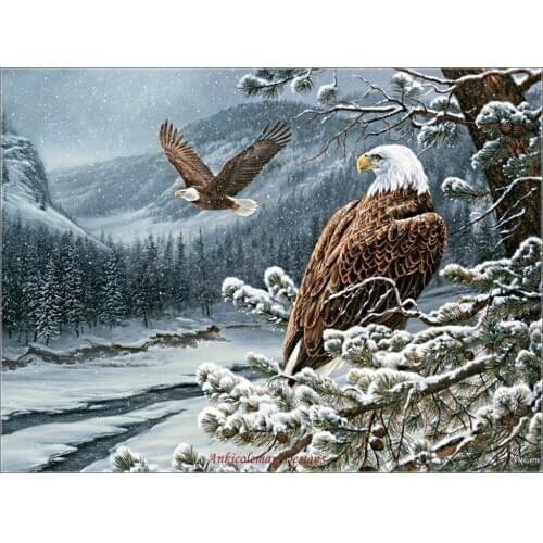 Embroidery Counted Cross Stitch Kits Needlework - Crafts 14 ct DMC DIY Arts Handmade Decor - Winter Eagles