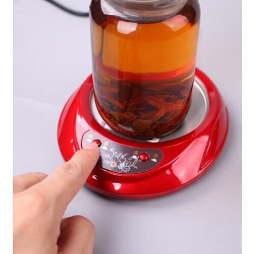 Home-X - Mug Warmer, Multipurpose Heating Pad for Desktop Heated Coffee Tea or Candle Wax Warmer Red Finish J2Y