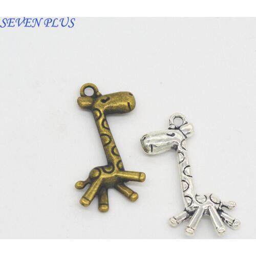 Newest Style 20 Pieces/Lot 15mm*29mm Antique Silver plated Or Antique Bronze Cute Giraffe Charms Animal Charm For Jewelry Making
