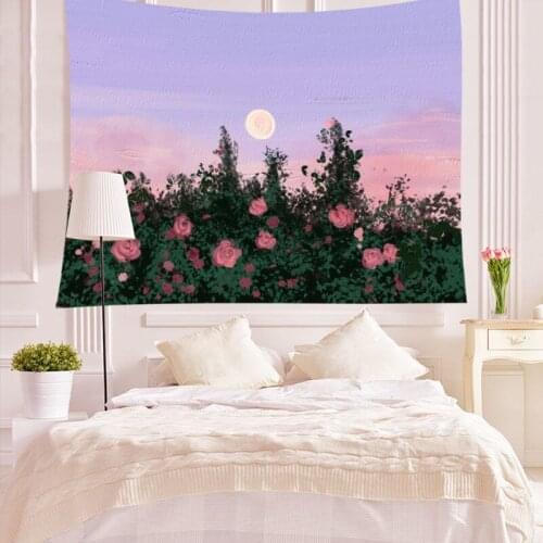 Pastel Painting Girl Tapestry Kawaii Room Decor Background Home Deco Room Decoration Bedroom Dormitory Aesthetic Wall Decoration