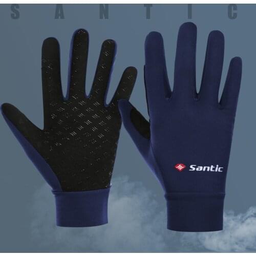 Santic 2020 Winter Cycling Gloves Men Black Gel Warm Full Finger with Touch Function Shockproof Keep Warm Asian size W0P079