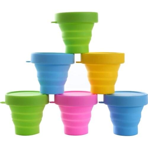 Silicone Folding Cup 170ml Food Grade Water Cup BPA Free Travel Portable Collapsible Retractable Color Drinking Coffee Handcup