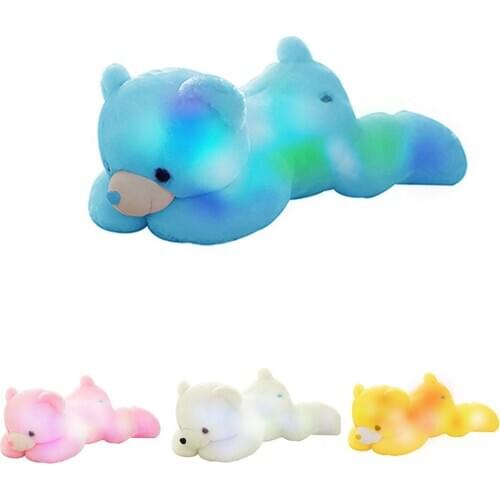 Cute Soft Raccoon Plush Toy - Colorful Luminous Induction Music Sleeping Pillow Doll Filled With High Quality 100% PP Cotton