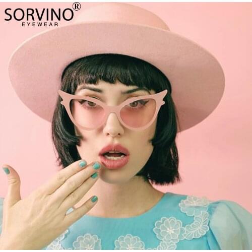 SORVINO Red Shofar Cat Eye Sunglasses 2021New Fashion Brand Women Leopard Chic Cateye Sun Glasses Gradient Shades UV400