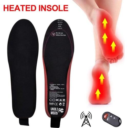 3.7V 2100mAh Rechargeable Electric Heated Insole Remote Control Safe Wireless Foot Warmer Can Be Cut Winter Camping Heated Pad