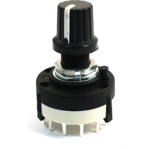 UXCELL 2 Pole 6 Position(2P6T) 1 Deck 14P Rotating Shaft Dia 6mm Electric Machine Rotary Switch w Knob Widely used on Radio, TV