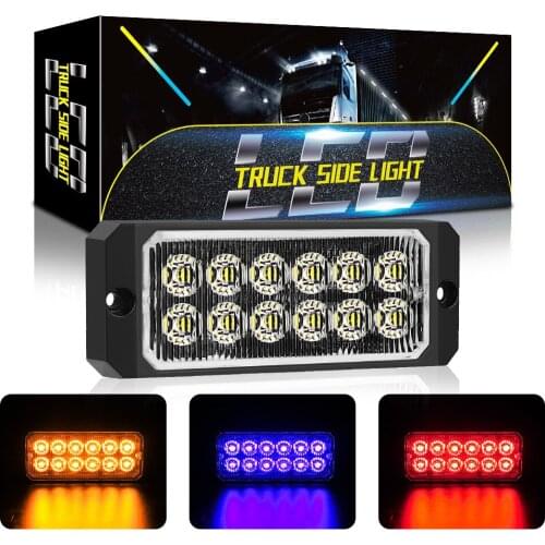 12-24V Amber/White 6 LED Side Marker Flash Emergency Strobe Light Bar Kit Tow Truck Ultra Slim 6-LED Strobe Light