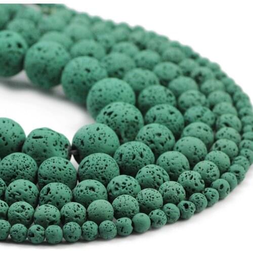 4/6/8/10/12MM Round Natural Stone Rubber Paint Light Green Spacer Lava Loose Beads For Jewelry Making DIY Bracelet Accessories