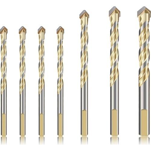 7-Piece Drill Bit Set With Storage Case For Drilling Metal, Tile, Concrete, Brick, Glass, Plastic And Wood, 1/4 Inch, 5/16 Inch