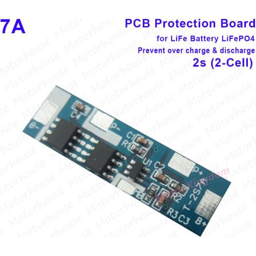 7A LiFe Battery PCM Protection PCB Circuit Module BMS For 2S 6.4v LiFePO4 Pack