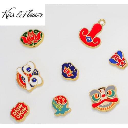 KISS&FLOWER AC98 Cloisonne Fine DIY Jewelry Making Accessories Findings Fittings Bracelet Necklace Lion Lotus Bee Spacer Beads