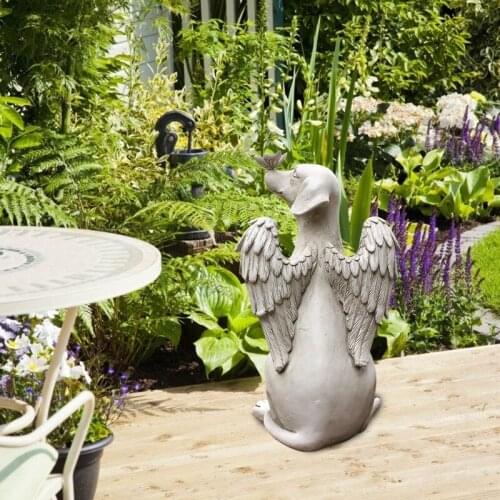 Angel Dog Butterfly Sculpture Outdoor Garden Resin Decor Crafts Cute Ornament Figurines Creative Home Decor Sculpture