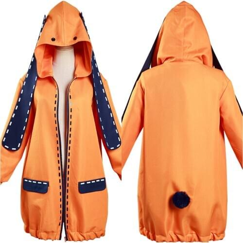 Anime Kakegurui Compulsive Gambler Cospaly Yomoduki Runa Orange Hooded Trench Coat Halloween Carnival Cosumes