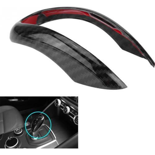 Car Auto Carbon Fiber Interior Gear Shift Shifter Knob Frame Cover Trim for Alfa Romeo Stelvio/Giulia