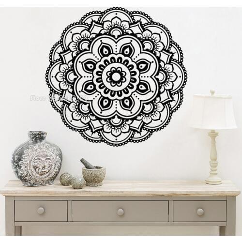 Yoga Mandala Flower Religion Wall Vinyl Sticker Bedroom Living Room Home Decor fine Wall Decal Removable Murals Wallpaper LL347