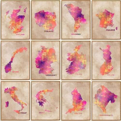 Europe Colorful Map Diamond Painting 5D Full Drill Poland Spain Italy Germany England Embroidery Cross Stitch Home Decor Art