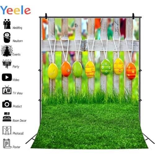 Yeele Spring Grassland Garden Fence Easter Eggs Child Portrait Photo Backgrounds Custom Photographic Backdrops For Photo Studio