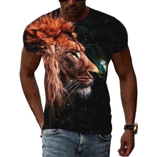 King of beasts Lion graphic t shirts For Men Summer Fashion Casual Animal 3D Print T-shirts Personality Hip Hop Trend t-shirt