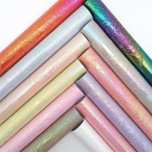 Glitterwishcome Flower Embossed Synthetic Leather Faux Fabric Sheets with Felt Backing for Accessories Bows DIY 21X29CM GM2028B