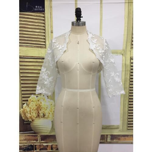 Hot Sale Elegant Lace Bolero Women Ivory White Bridal Wraps for Dress Real Photo