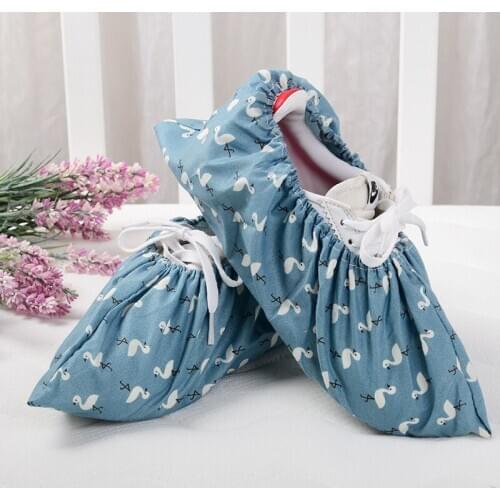 Cotton shoe cover household cloth can be repeatedly washed breathable thick wear-resistant anti-skid and dust-proof foot cover