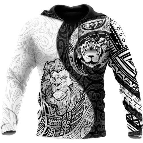 Lion Maori Tattoo 3D All Over Printed Hoodie For Man and Women Sweatshirt Zip Pullover Casual Jacket Tracksuit
