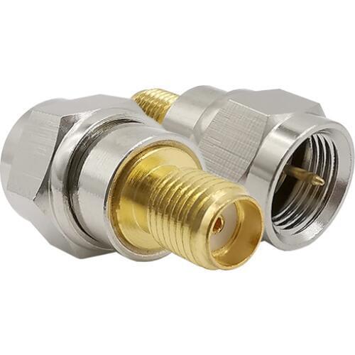 ALLiSHOP brass Type F Male to SMA Female RF coaxial coax adapter SMA female to F male Straight connector plug to jack conector