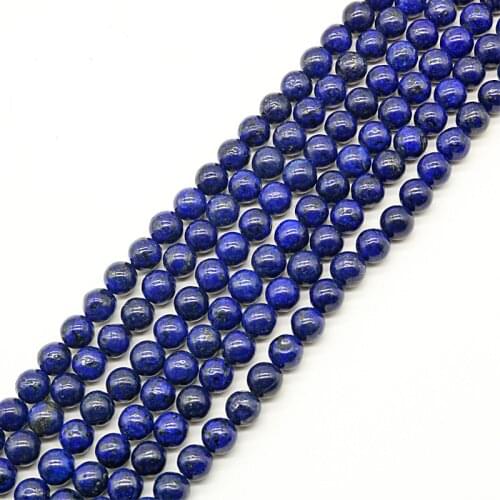 Round Natural Lapis Lazuli Stone Beads 6/8/10/12mm Loose Lapis Stone Beads For Jewelry Making DIY Bracelet Necklace Strand 15