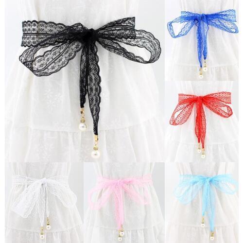 2018 New Arrival White Blue Knot Adjustable Korean 1PC Lace Long Women Allergy Free Elasticity Skirt Pink Red Pearl Black Girls