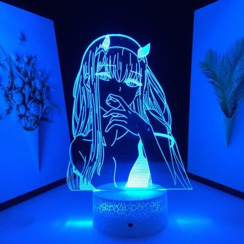 Zero Two Figure Anime 3D Nightlight Child Bedroom Decor Light Manga Kids Gift Night Light Girls Manga Table Lamp Dropshipping