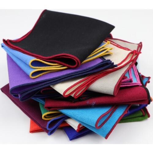 Solid Cotton Handkerchiefs Woven White Black Red Blue Pocket Square Mens Casual Square Pockets Handkerchief Towels