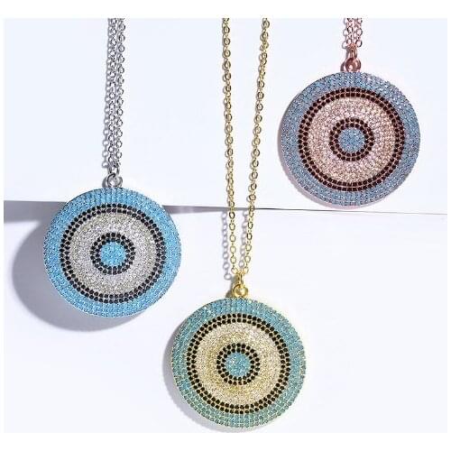 Evil eye multicolor micro pave cz zircon cubic zirconia necklace copper Clavicle gold plated Snake Chain Choker Pendant yh3g