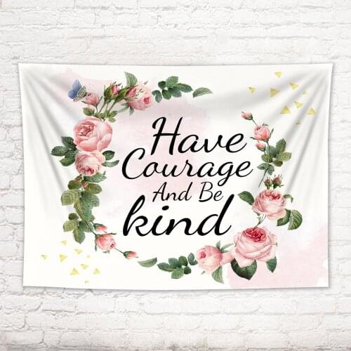 Polyester Colorful Flower Green Leaf Letter Pattern Tapestry Spring Landscape Art Wall Hanging Home Living Room Decor Crafts