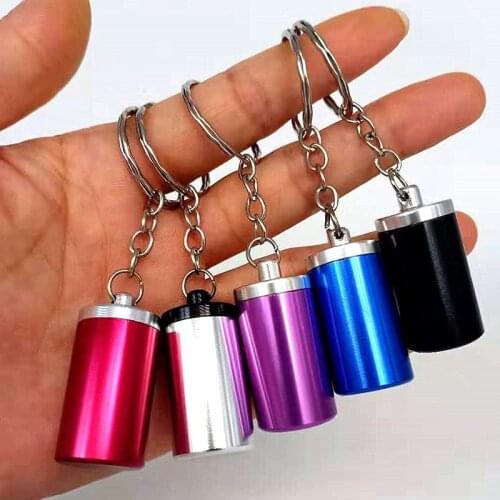 Portable Ashtray with Lid for Outdoor, Aluminum Storage Tube Windproof Cigarettes Ashtray with Keychain, Mini Ash Holder