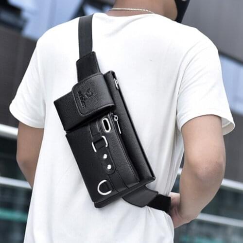 Casual Messenger Belt Bags For Men Sports Waist Bag Men Multifunction Chest Bags PU Leather Crossbody Carrying Bags Phone Bag
