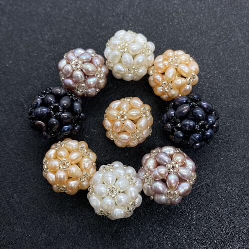 Freshwater Shell Pearl Flower Ball Jewelry Creation Pendant Bracelet Beading Making Components Pendant Jewelry Crafts 15mm