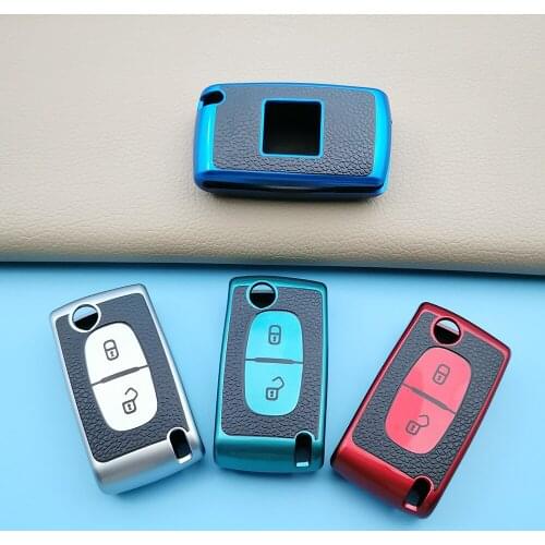 Clamshell Folding 2Buttos TPU Car Key Case Cover For Peugeot RCZ 206 207 306 307 308 407 408 For Citroen C2 C3 C4 C5 Accessories