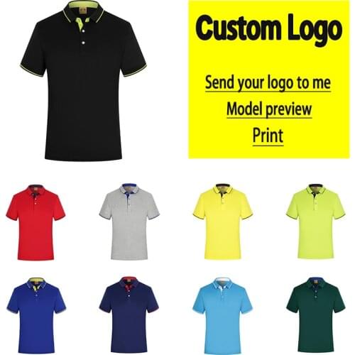 1Pcs Free Logo Design Logo/Picture Custom Men women DIY Polo shirt Work uniform activities publicize work clothes