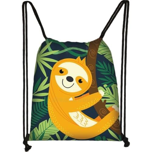 Cute Animal Sloth Print Backpack woman Drawstring Bag Ladies Storage Bag Women Fashion Shopping Bags Boys Girls Bookbag