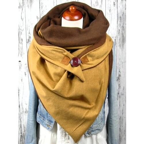 Warm Winter Triangle Shawls Wrap Scarf for Women Plaid Print Solid Button Decoration Scarves Warm Cashmere Pashmina Scarves