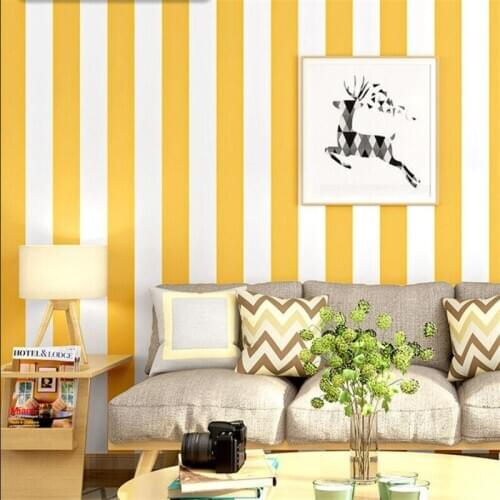 Wellyu обои Vertical stripes wallpaper warm yellow modern decoration net red milk tea shop with casual fresh creative wall paper