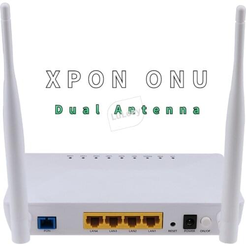 XPON ONT 4 port ONU wireless GPON or EPON dual antenna 1.25g/2.5g 1ge 3Fe 1fxs WiFi xpon fiber optic terminal equipment