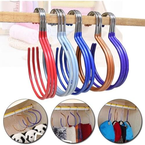 Colorful Stainless Steel Scarf Rack Metal Scarf Ring Hangers Creative Clothes Rack Hanger Storage Hangers Closet Organizer