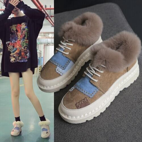 Shoes Lace Up Boots Boots-women Round Toe Booties Ladies Luxury Designer Winter Footwear Plush Flat Heel Fashion Rubber 2021