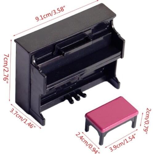 1/6 1/12 Interactive Toy Realistic Piano Stool Figurine Miniature Piano Family Playset Mini Toy Figure for Home Decor