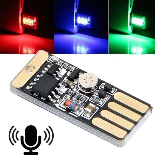 1Pcs USB Atmosphere Light Touch and Sound Control Outdoor Auto Decorative Lamp Car Styling RGB Music Rhythm Light