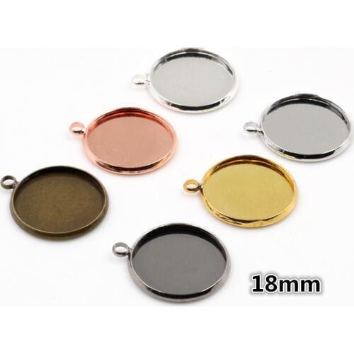 18mm 10pcs Brass Material 6 Colors Plated Cameo Setting Base Cabochon Setting Connector High Quality