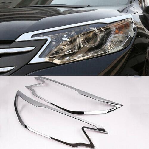 2pcs ABS Chrome Front Head Light Lamp Headlight Cover Trim For Honda CRV 2012 2013 2014