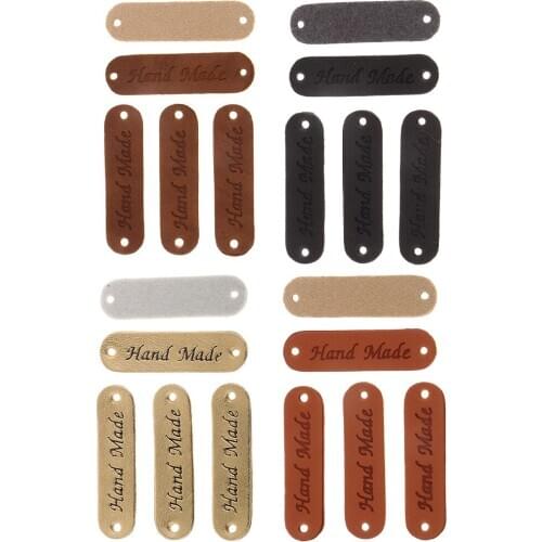 20pcs PU Leather Handmade Pattern Tag Label for Sewing Clothes Patch - Black